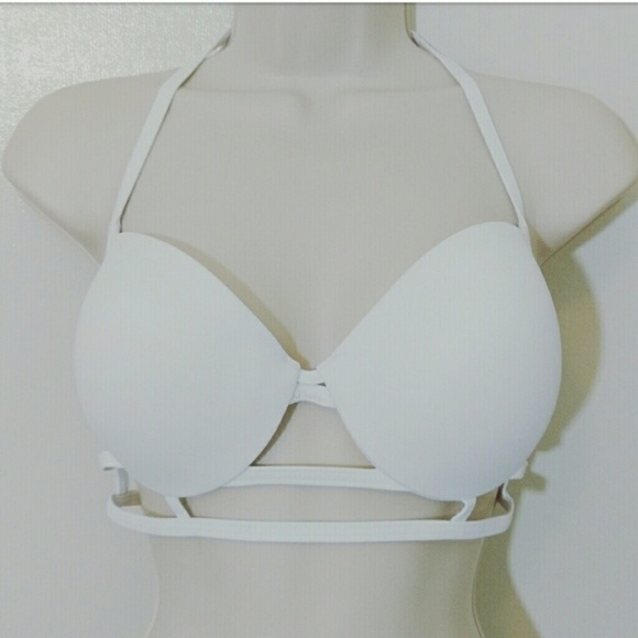 CLEARANCE!  NWOT VICTORIA SECRET PINK WHITE BIKINI TOP SIZE L - Picture 5 of 5